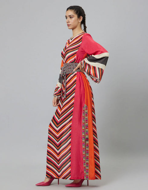 Color Block Graphic Print Column Dress
